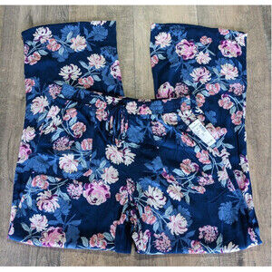 Westport Pants Womens Small Blue Floral Print Elastic Waist Casual Stretch NWT